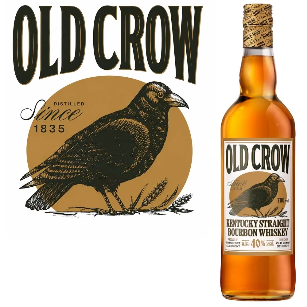 Old Crow, Kentucky Straight Bourbon, Whiskey, Flasche, Rabenlogo