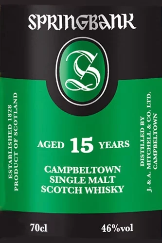 Springbank 15 Jahre Etikett