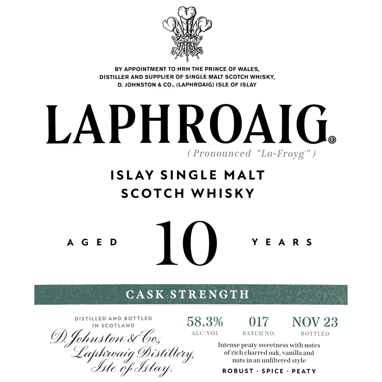 Laphroaig 10 Jahre Cask Strength - Batch 17 - Etikett