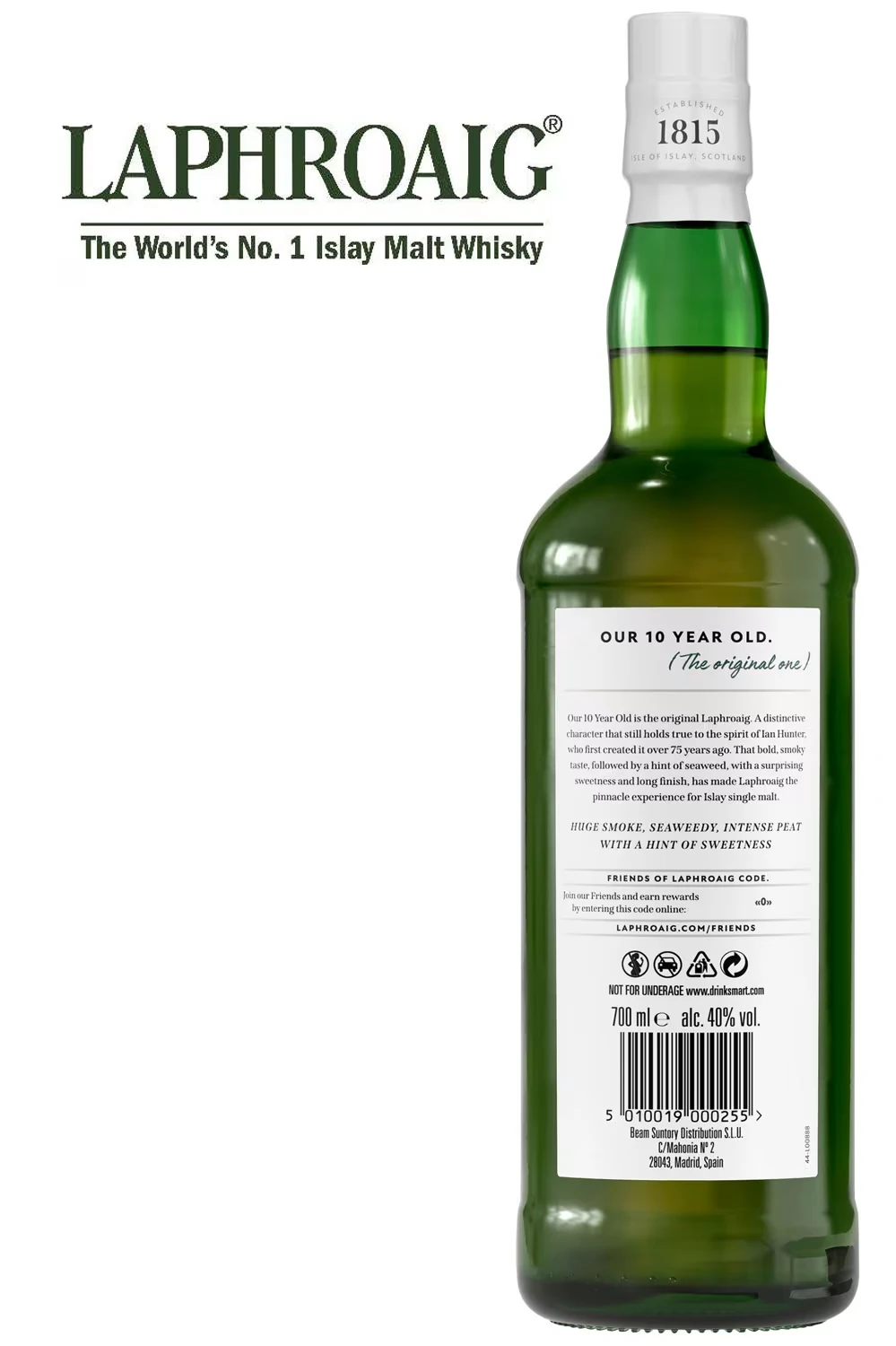 Laphroaig 10 Jahre Islay Whisky - Rückseite