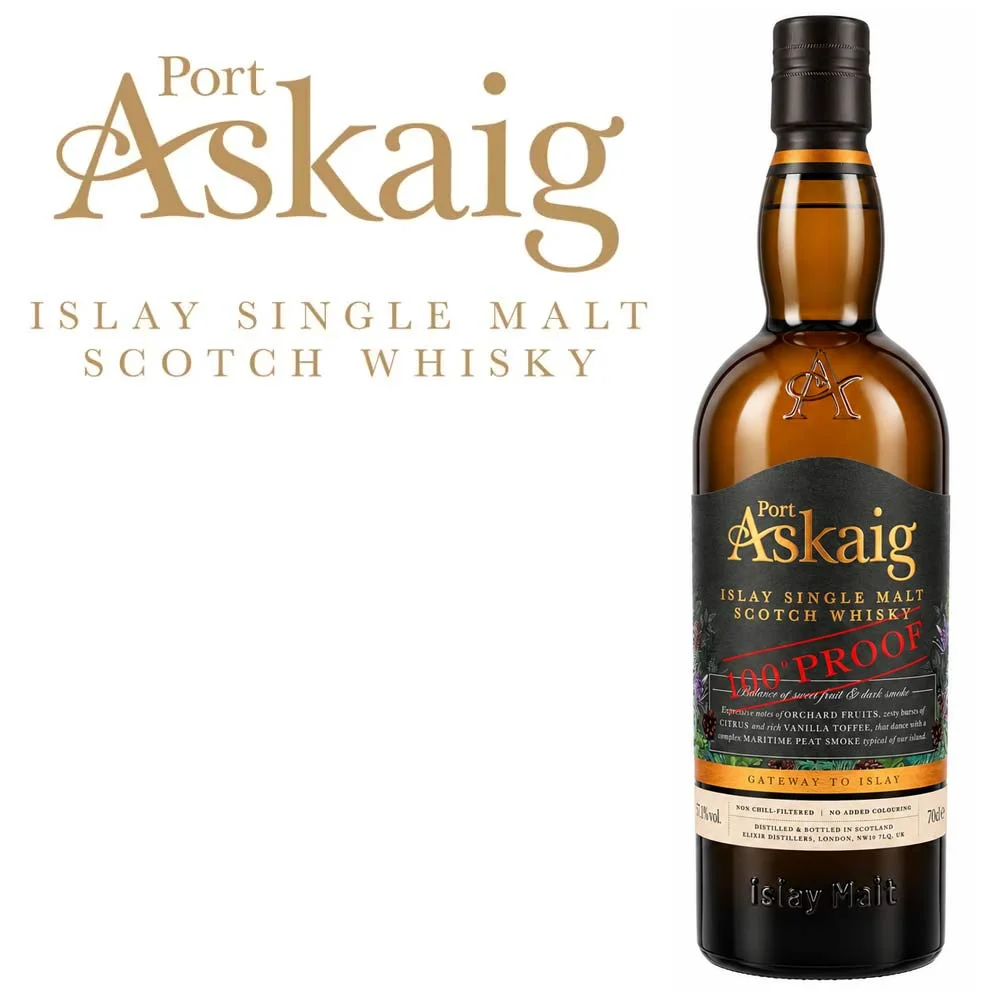 Single Malt Whisky, schottischer Whisky, Islay-Whisky, Bernsteinfarbene Flasche, 100 Proof, Scotch Whisky, Single Malt, Islay-Whisky, Bernsteinfarbene Flasche, 100 Proof