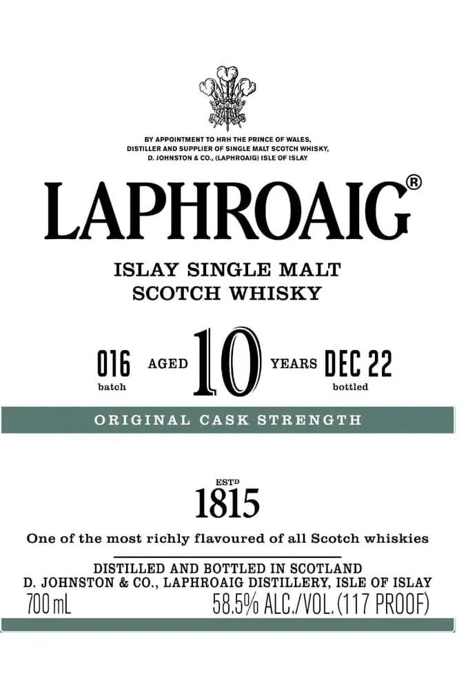 Laphroaig 10 Jahre Cask Strength - Batch 16 - Etikett