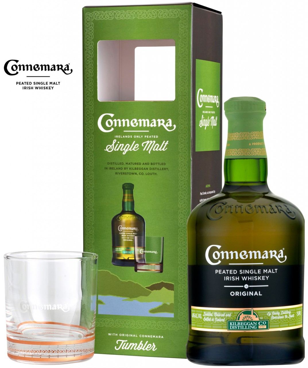 Connemara Peated Original Whiskey mit Tumbler
